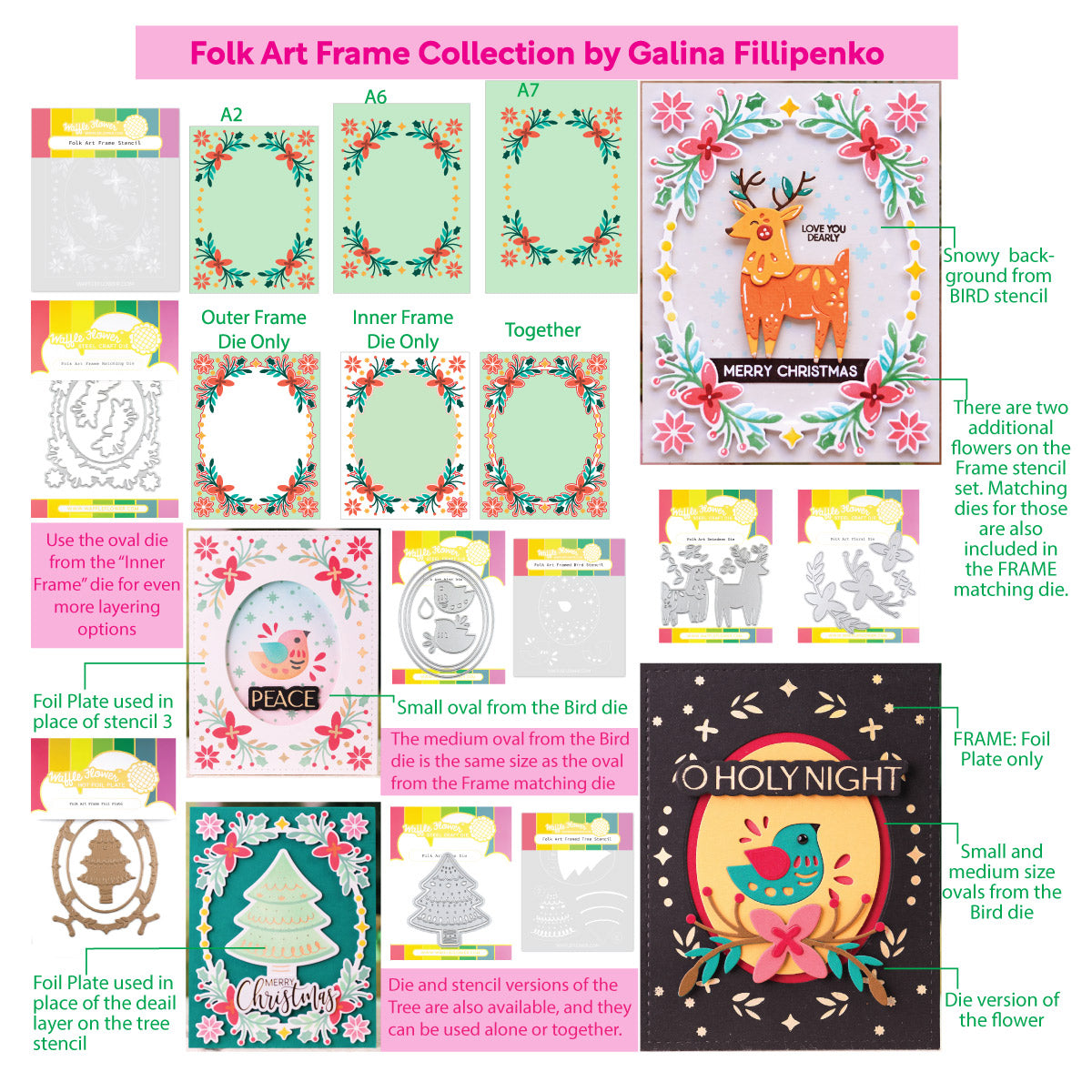 Waffle Flower Folk Art Frame Matching Die