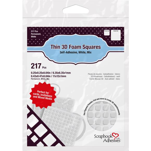 Scrapbook Adhesives Thin 3D Foam Squares White