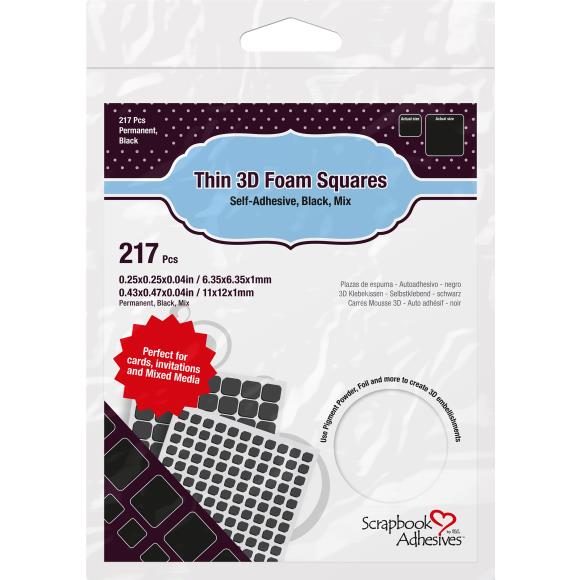 Scrapbook Adhesives Thin 3D Foam Squares Black