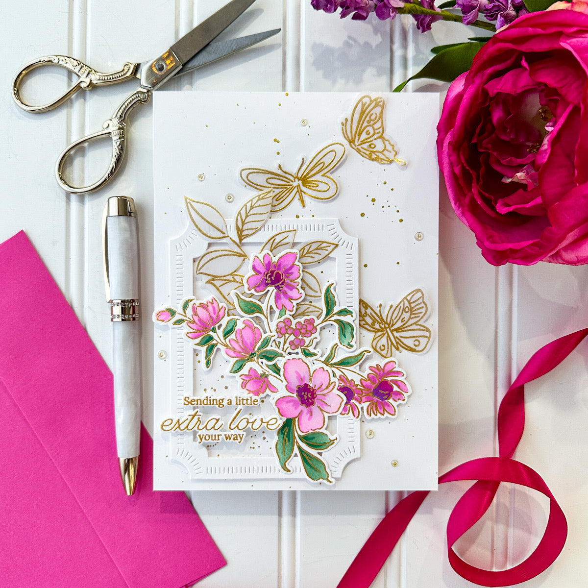 Pinkfresh Studio Fluttering Butterflies Stamp, Die, Stencil & Washi Bundle