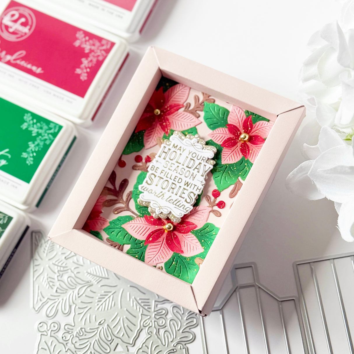 Pinkfresh Studio Whispers of Poinsettia stencil