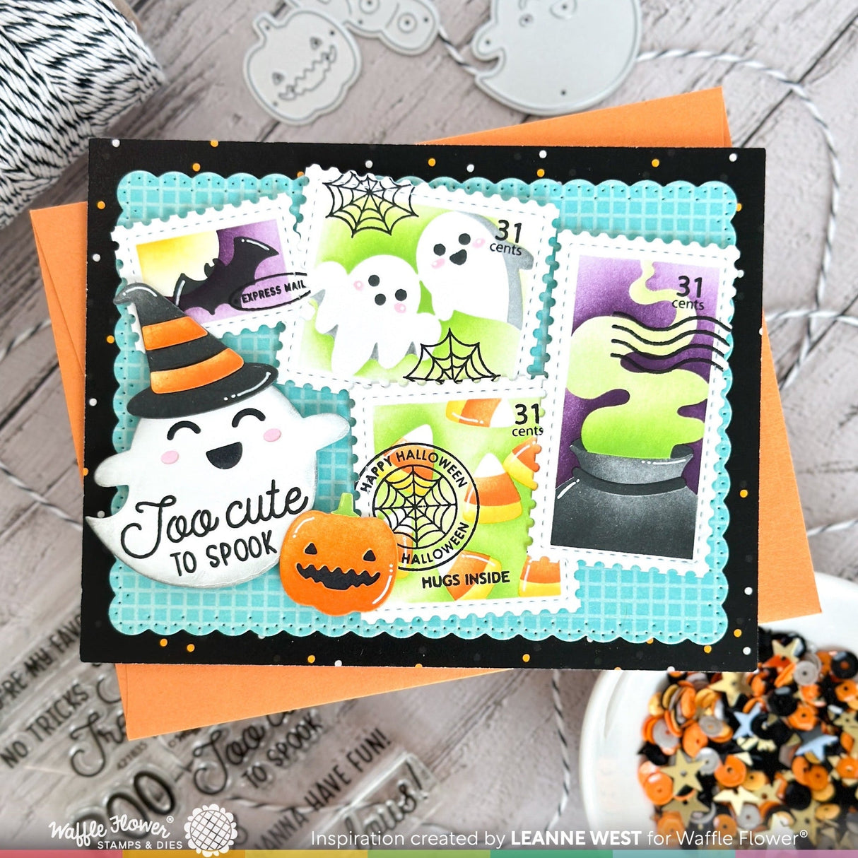Waffle Flower Postage Collage Spooktacular Stamp Set