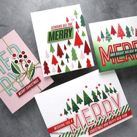 Concord & 9th Merry Trees Stamp, Die & Stencil Bundle