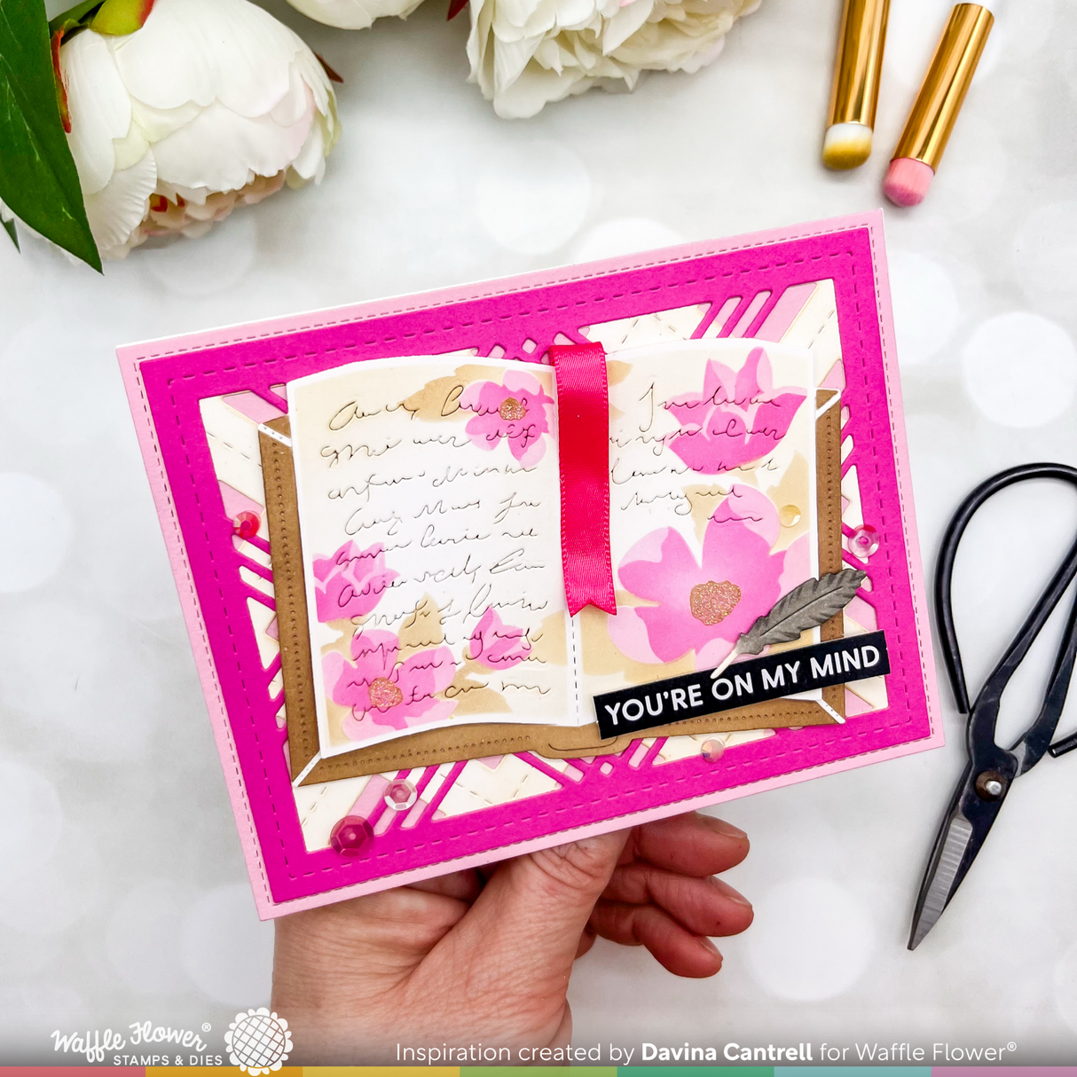 Waffle Flower Open Book Floral Stencil