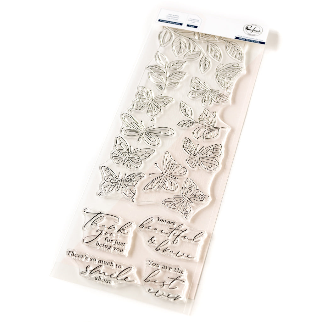 Pinkfresh Studio Fluttering Butterflies Stamp, Die, Stencil & Washi Bundle