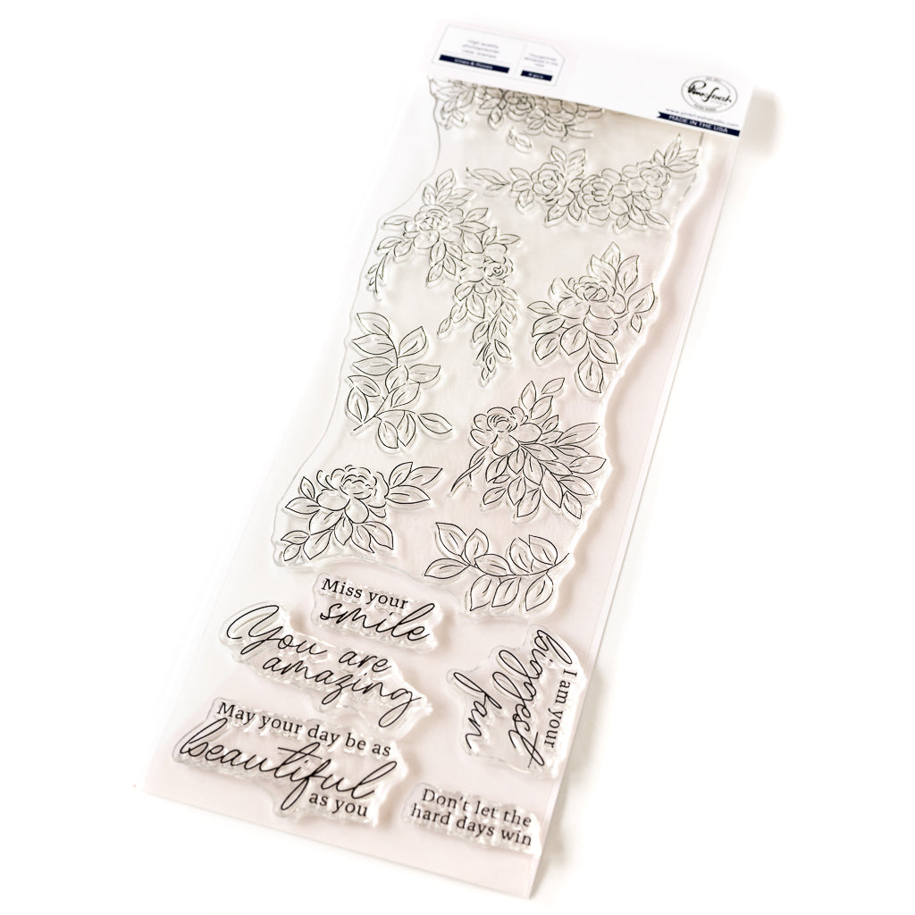 Pinkfresh Studio Vines & Roses Stamp, Die, Stencil and Washi Bundle