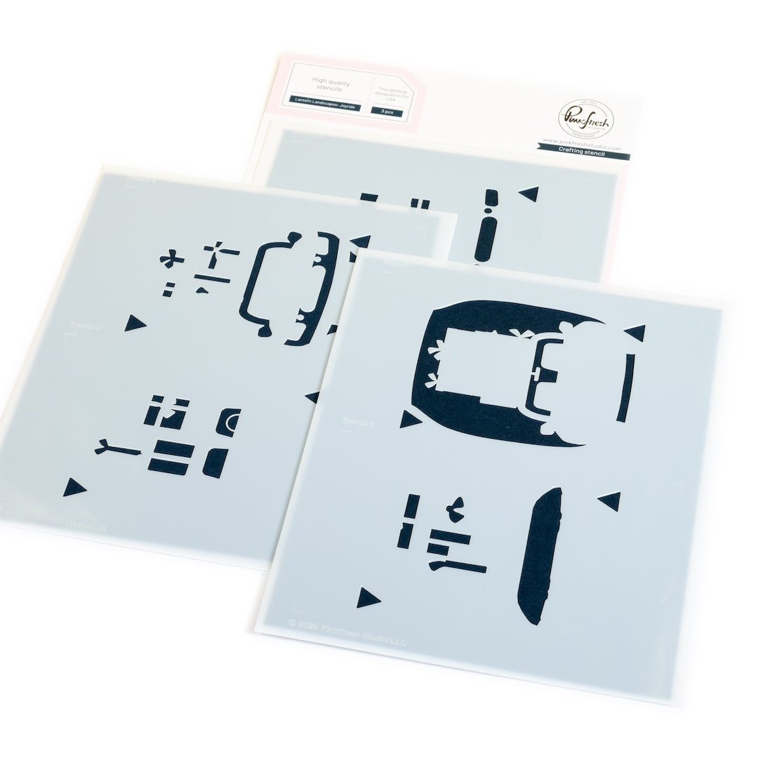 Pinkfresh Studio Lantern Landscapes: Joyride stencil