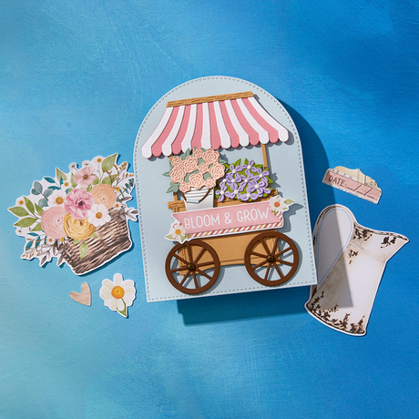 Spellbinders Flower Cart Etched Dies - Simple Vintage Flower Shoppe Collection with Simple Stories