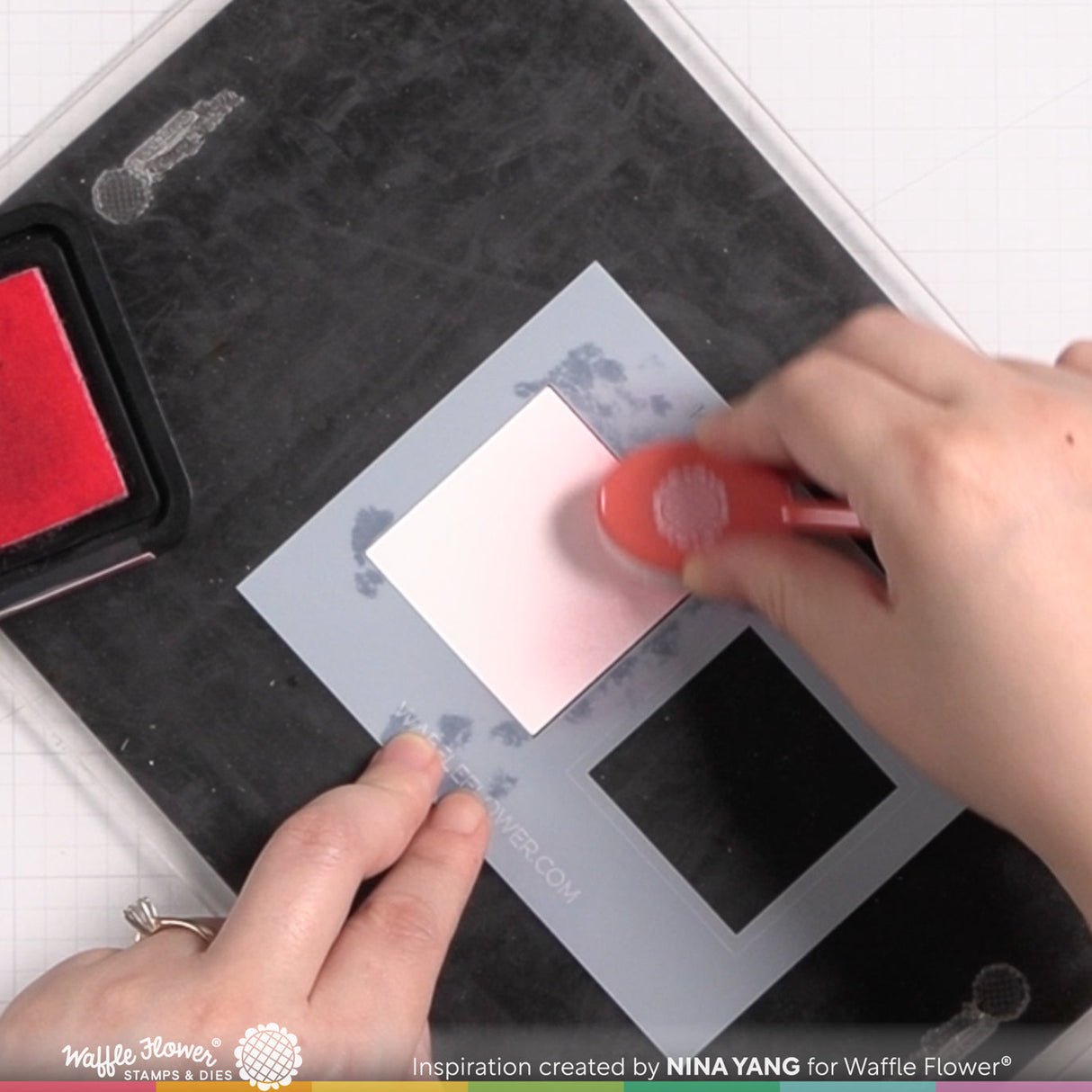 Waffle Flower Ink Swatch 2x2 Stencil
