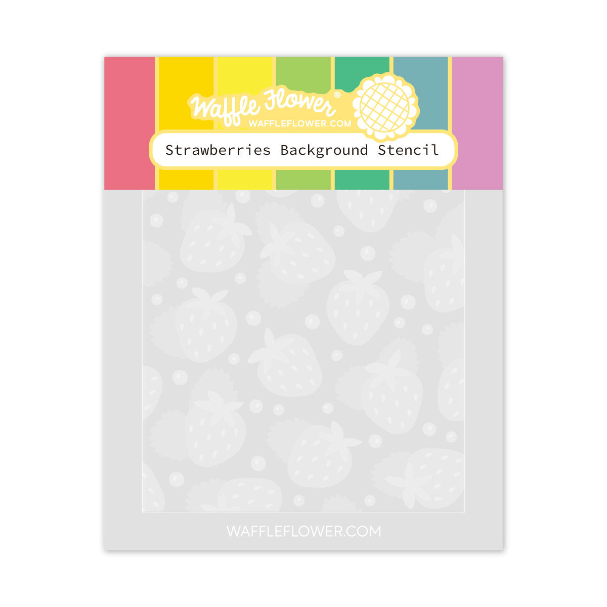Waffle Flower Strawberries Background Stencil