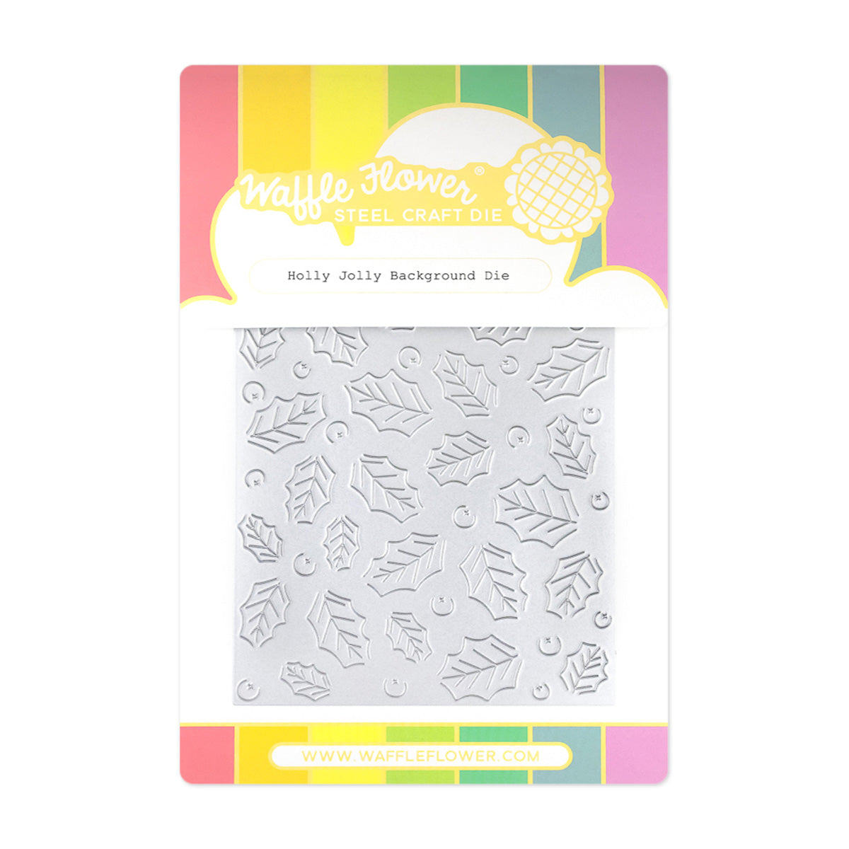 Waffle Flower Holly Jolly Background Die and Stencil Combo