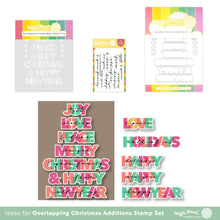 Waffle Flower Overlapping Christmas Words Stencil, Die and Additions Stamp Combo