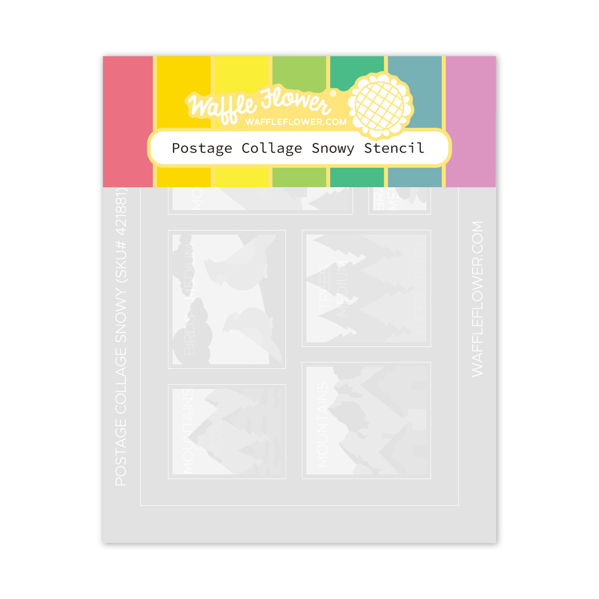 Waffle Flower Postage Collage Snowy Stencil