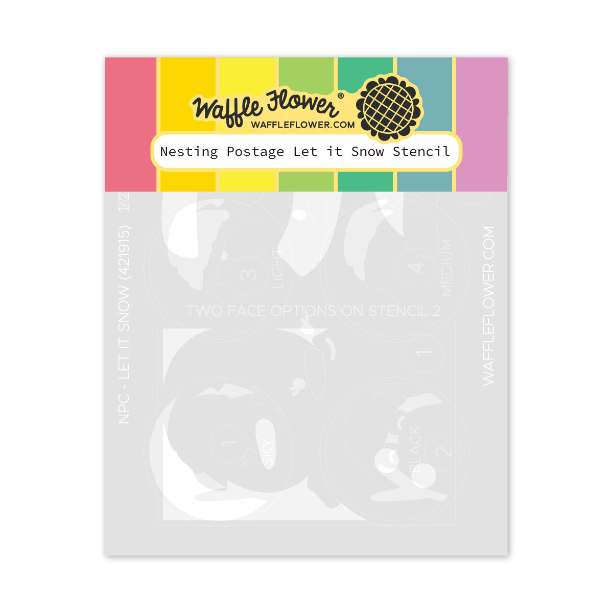 Waffle Flower Nesting Postage Collage Let it Snow Stencil