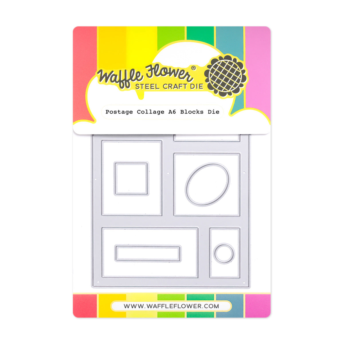Waffle Flower Postage Collage A6 Blocks Die