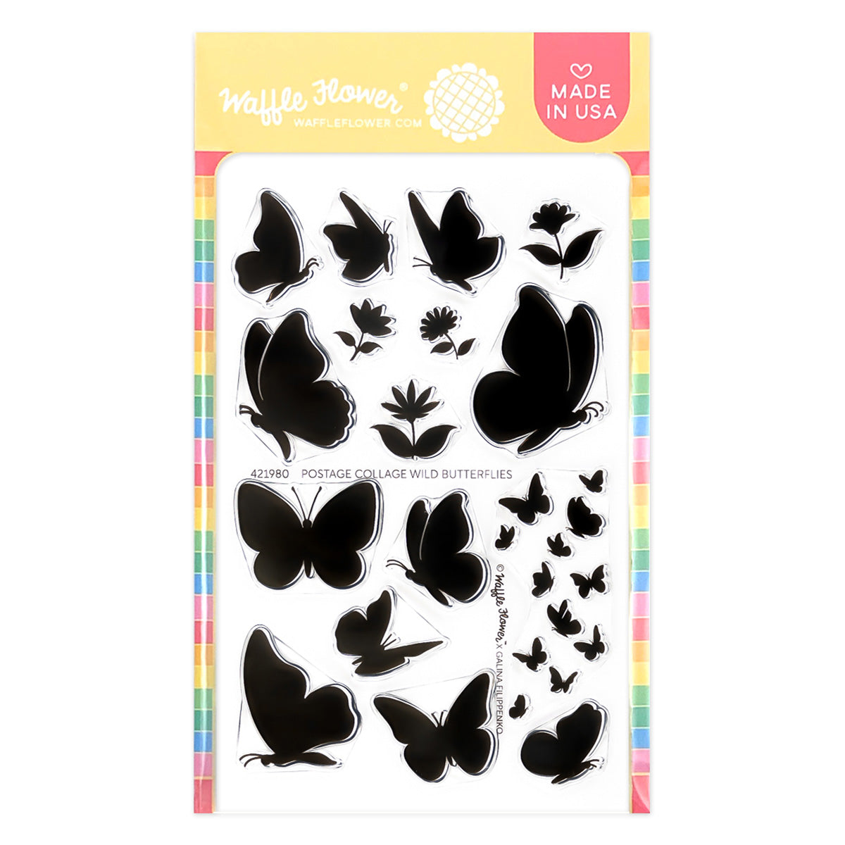 Waffle Flower Postage Collage Wild Butterflies Stamp Set