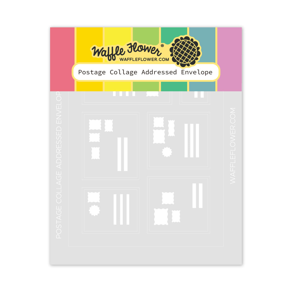 Waffle Flower Postage Collage Addressed Envelope Stencil