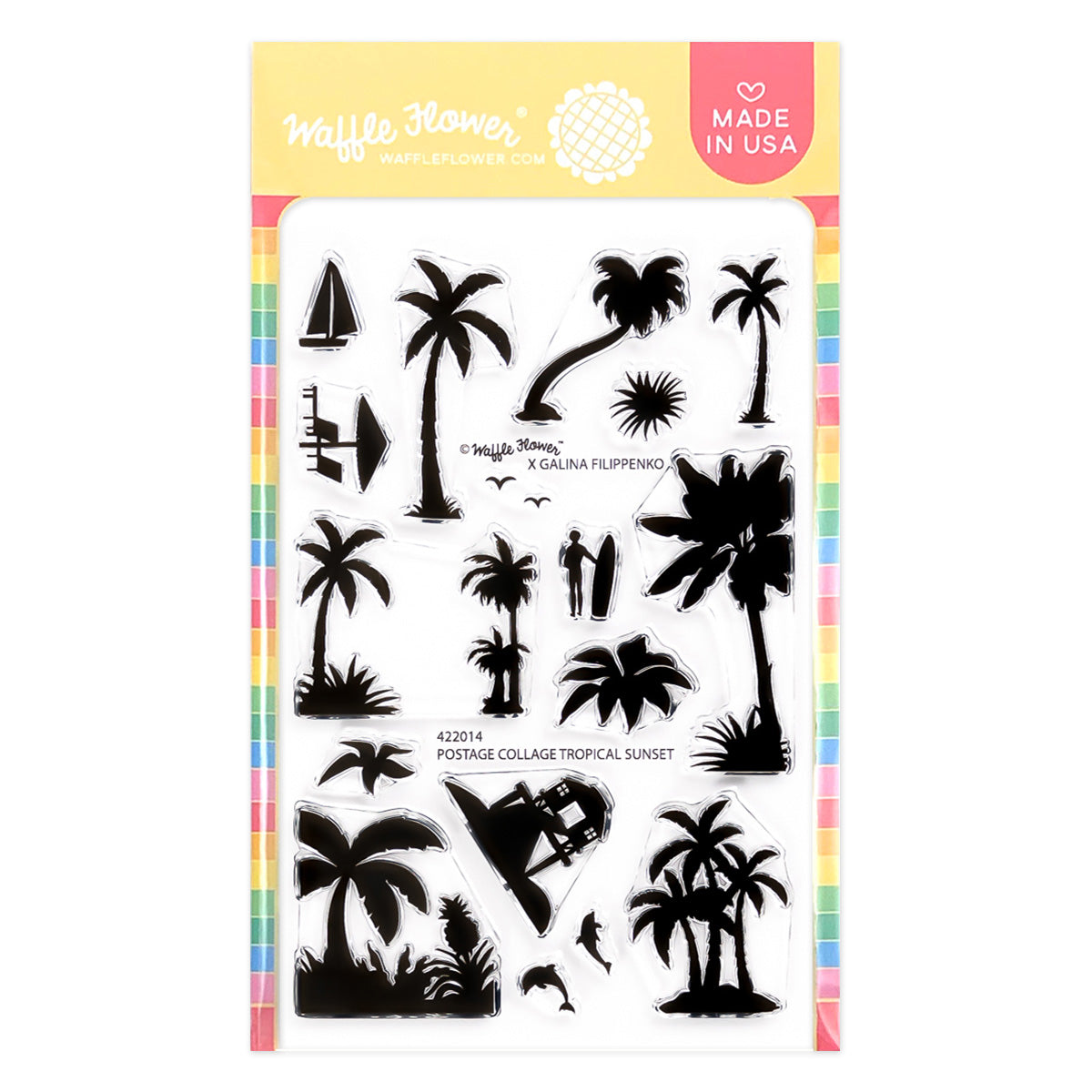 Waffle Flower Postage Collage Tropical Sunset Stamp Set