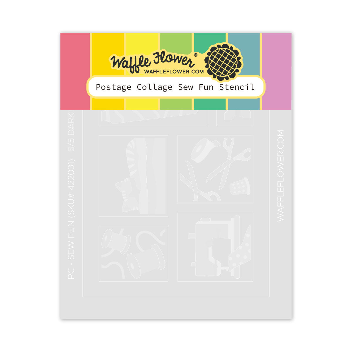 Waffle Flower Postage Collage Sew Fun Stencil