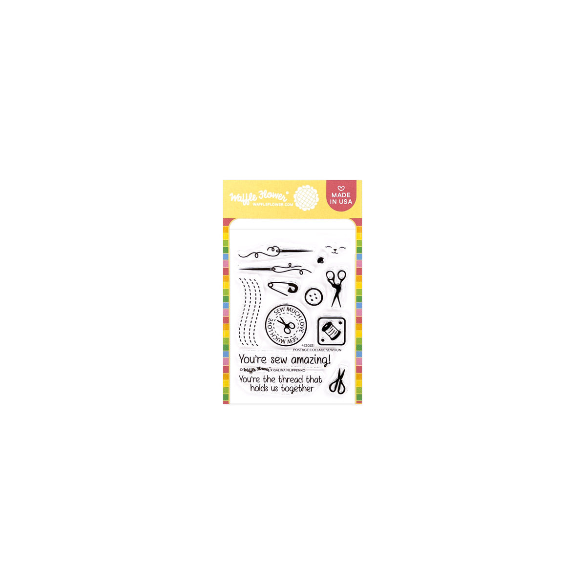 Waffle Flower Postage Collage Sew Fun Stamp Set