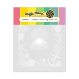 Waffle Flower Seashell Frame Coloring Stencil