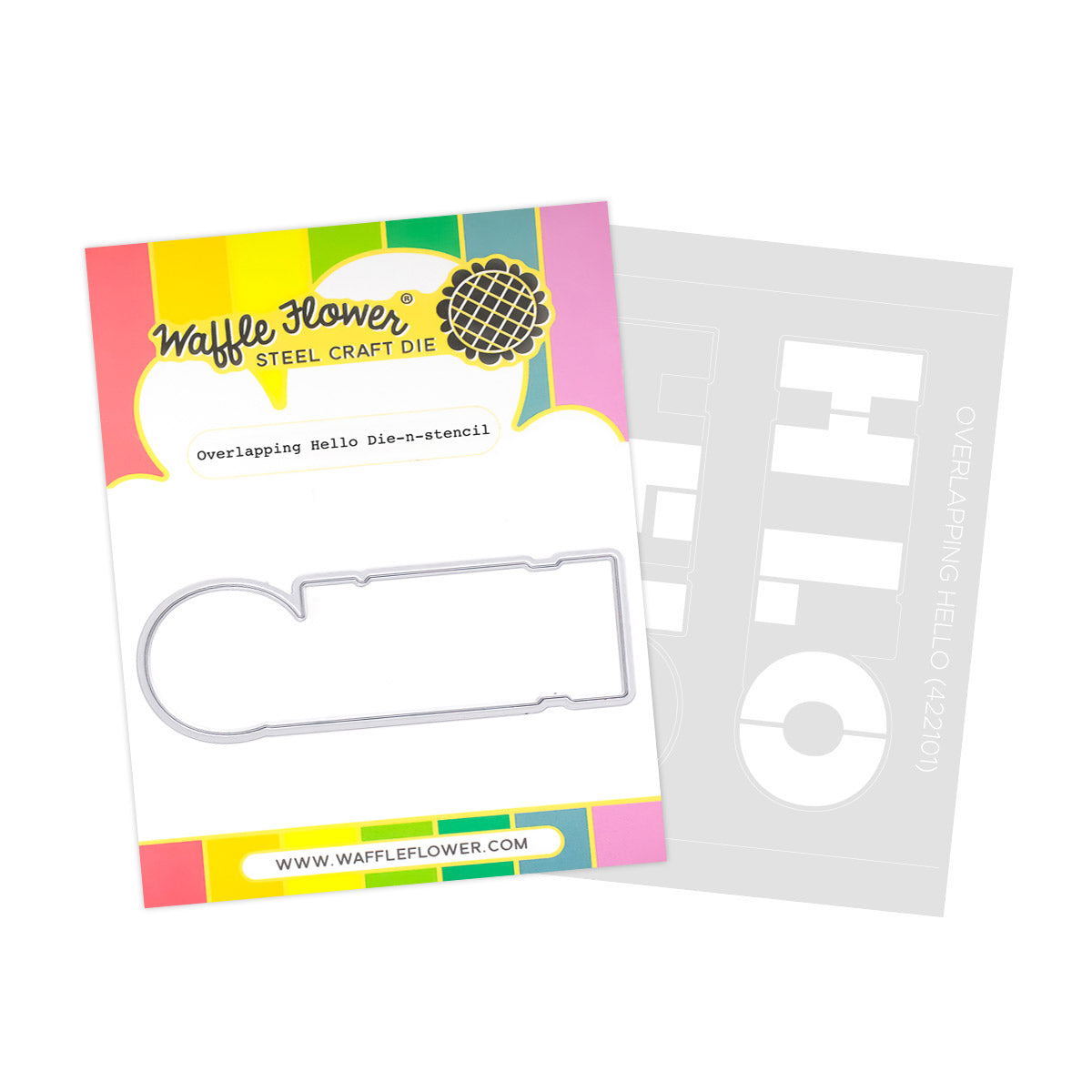 Waffle Flower Overlapping Hello Die-n-stencil