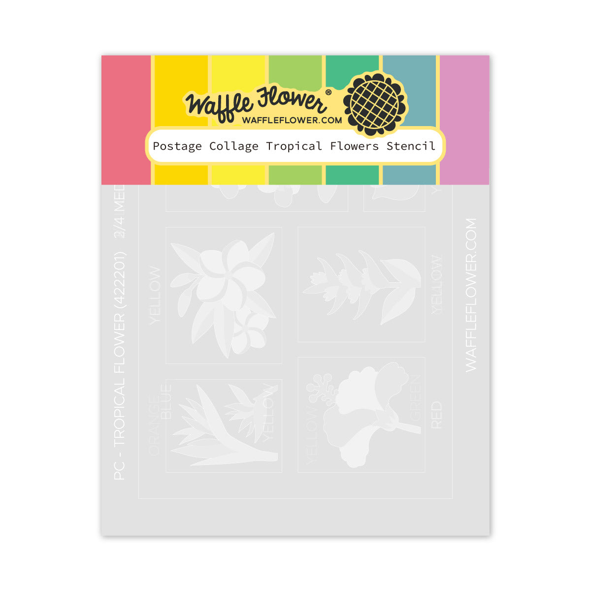 Waffle Flower Postage Collage Tropical Flowers Stencil