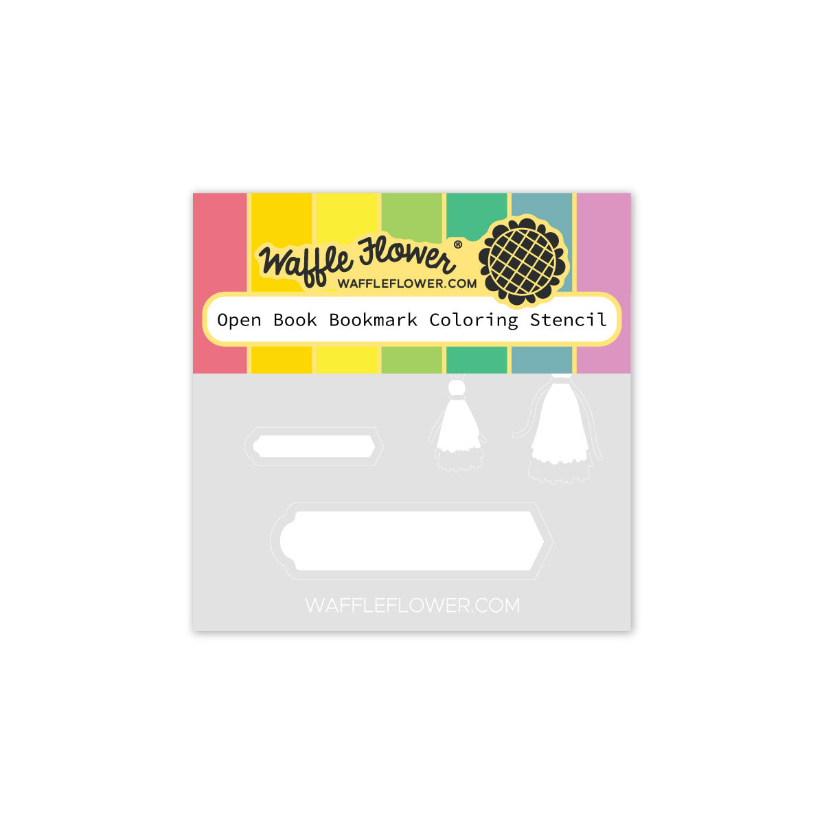 Waffle Flower Open Book Bookmark Coloring Stencil