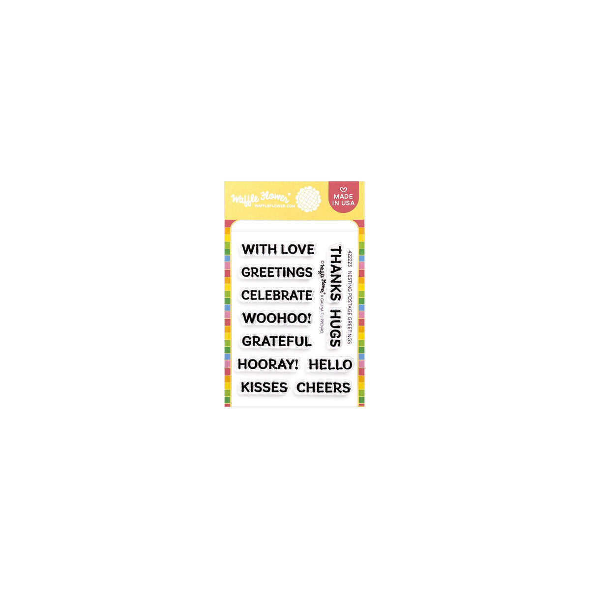 Waffle Flower Nesting Postage Collage Greetings Stamp Set