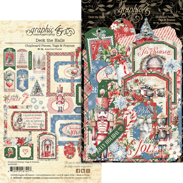 *COMING SOON* Graphic 45 Deck the Halls Chipboard Pieces, Tags & Frames