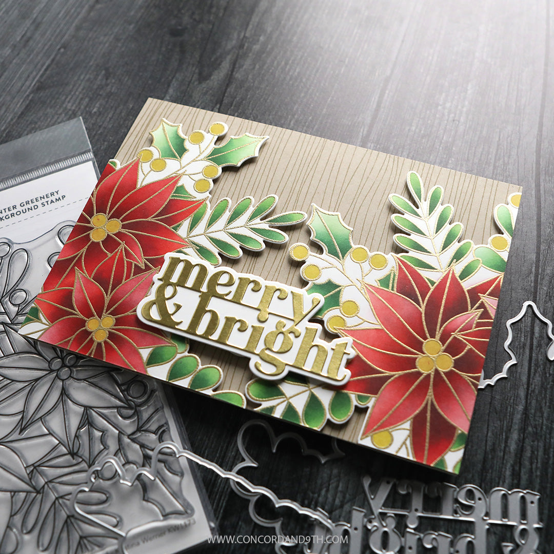 Concord & 9th Winter Greenery Background Stencil Pack (5 qty; 6 x 6)