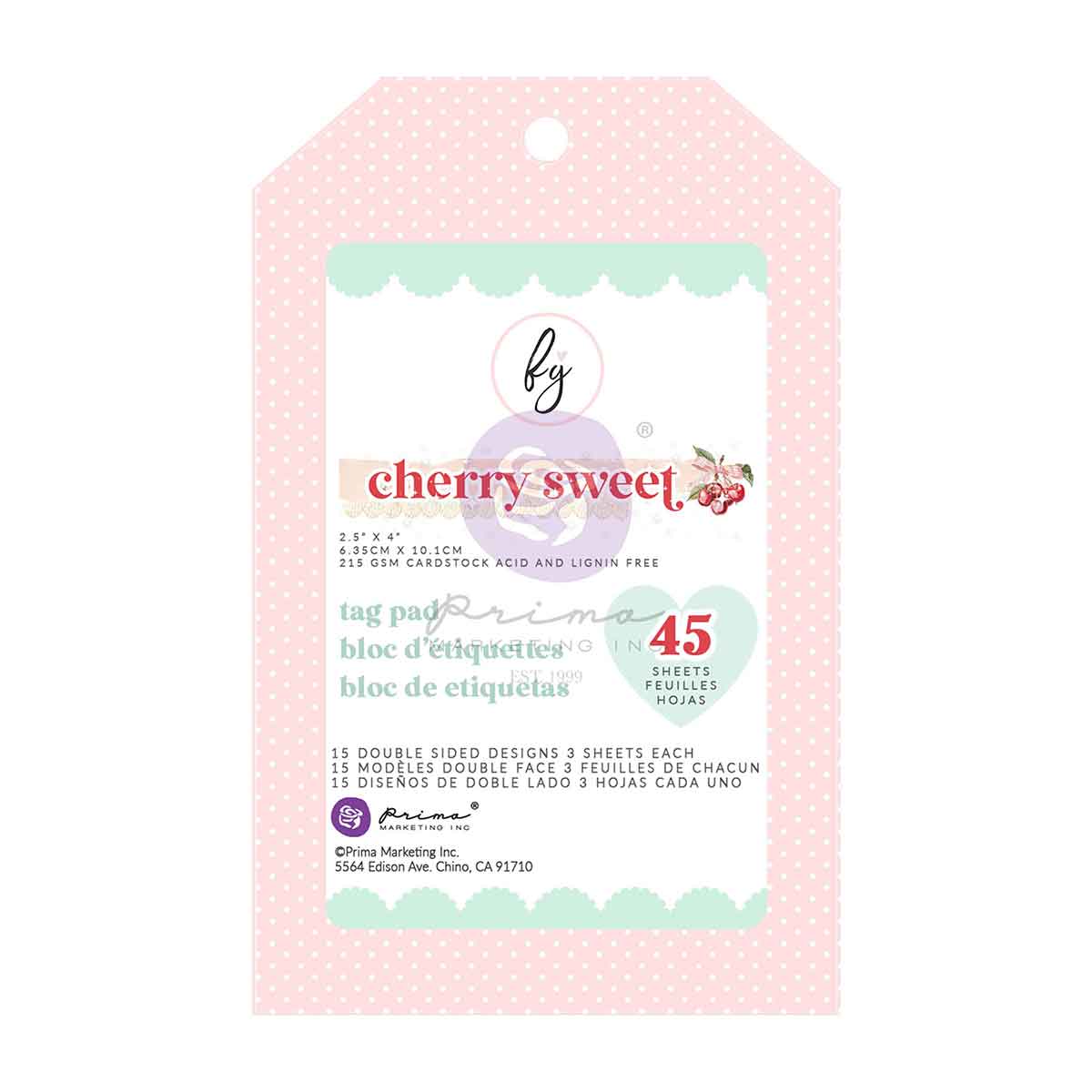 Prima Marketing Cherry Sweet Collection Tag Pad