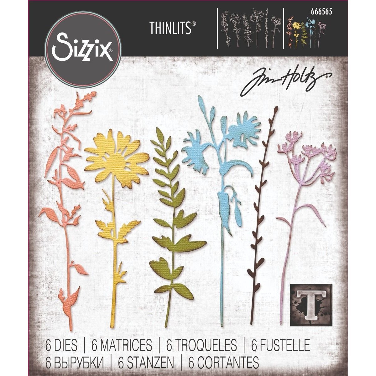 Sizzix Thinlits Die Set 6PK - Vault Wildflowers by Tim Holtz