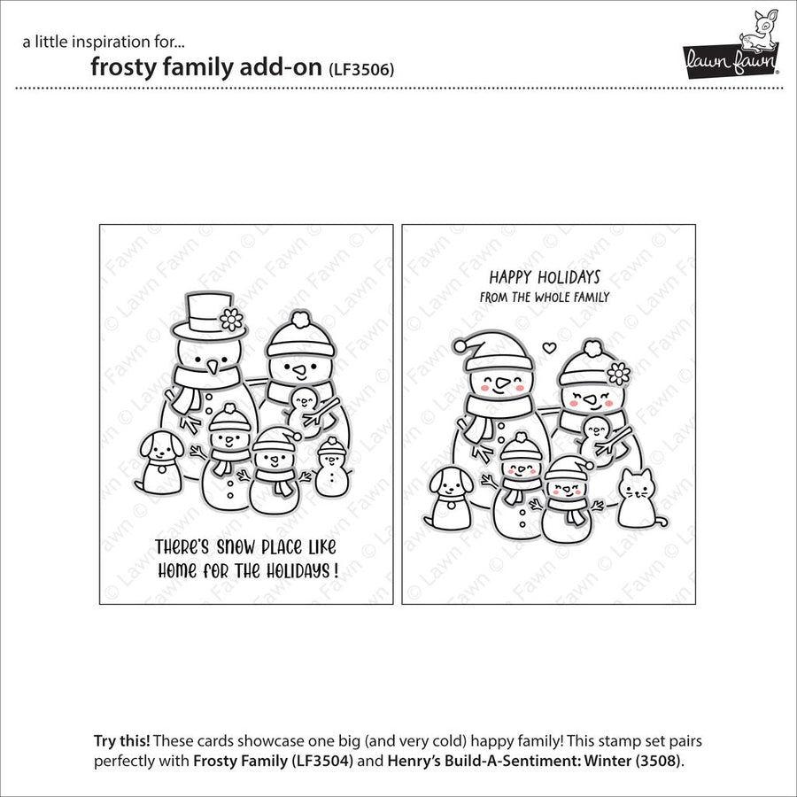 Lawn Fawn Frosty Family Add-On Stamp, Die & Stencil Bundle