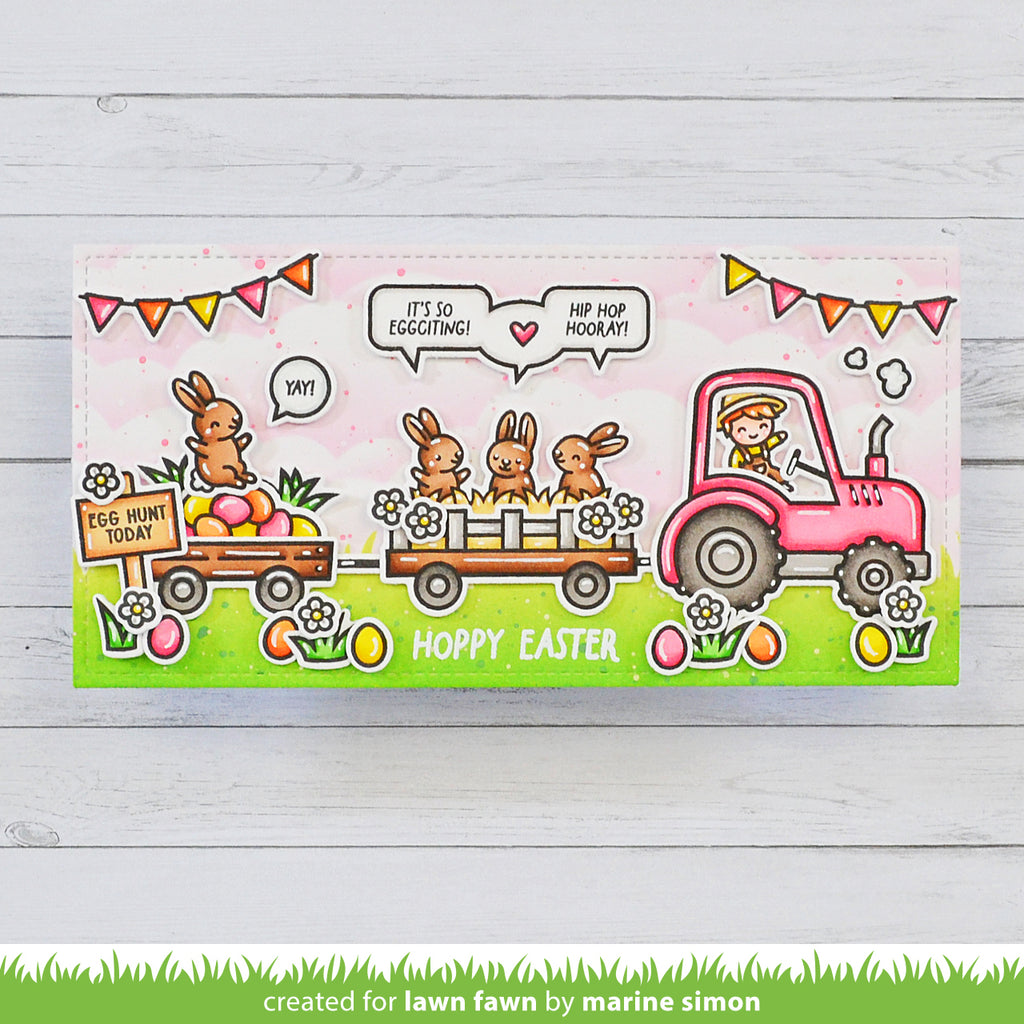 Lawn Fawn Hay There, Hayrides! Bunny Add-on Stamp and Die Set Bundle