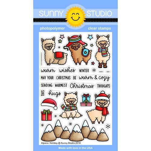 Sunny Studio Alpaca Holiday Stamps