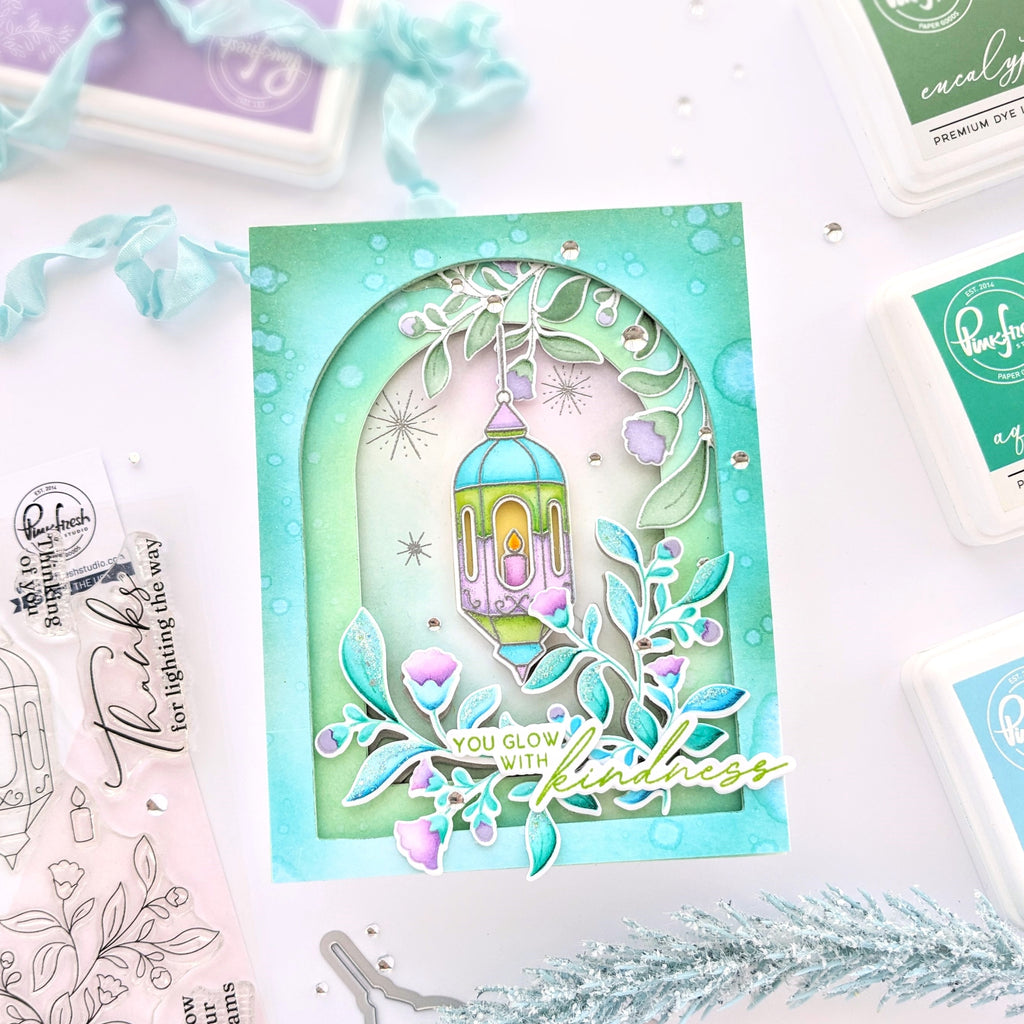 Pinkfresh Studio Lantern Botanicals Stamp, Die, Stencil & Hot Foil Plate Bundle