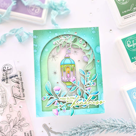 Pinkfresh Studio Lantern Botanicals Stamp, Die, Stencil & Hot Foil Plate Bundle