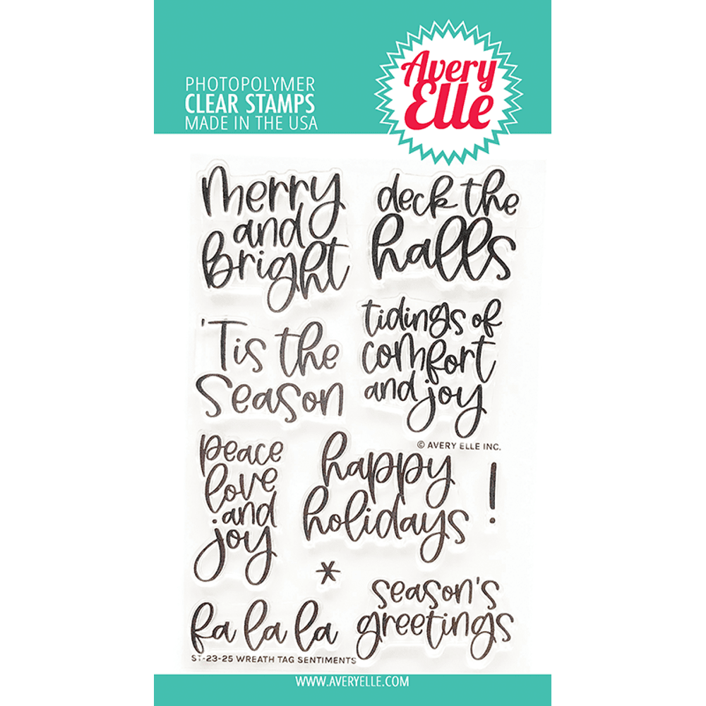 Avery Elle Wreath Tag Sentiments Clear Stamp & Die Set Bundle