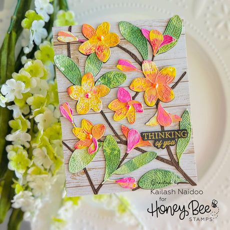Honey Bee Stamps Bold Background: Plumeria Honey Cut *COMING SOON*