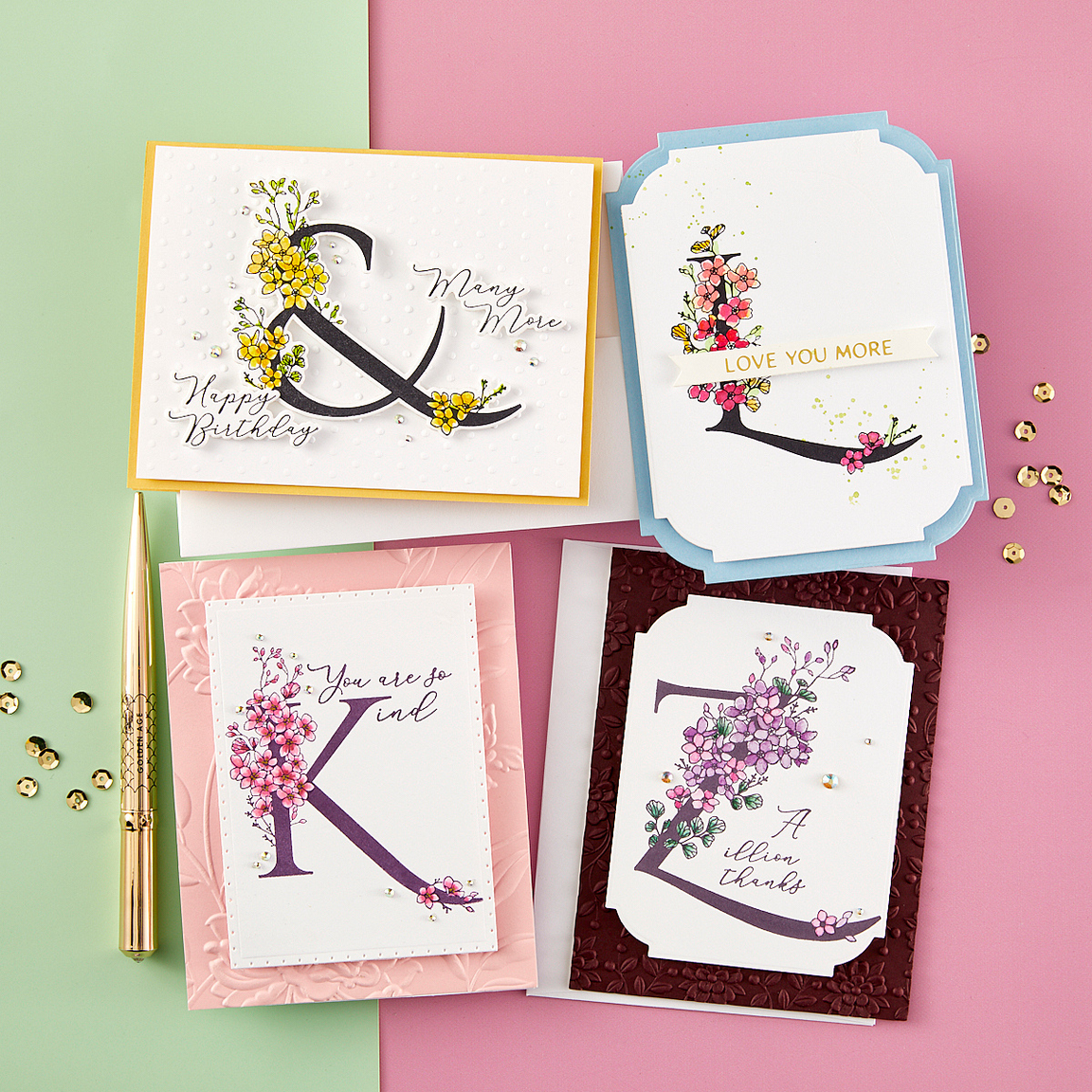 Spellbinders Floral N and Sentiment Press Plate - Every Occasion Floral Alphabet Collection