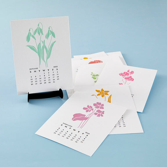 Spellbinders 2025 DIY Calendar Press Plates and DIY Easel BetterPress Dies Bundle - Florals Through the Year Collection