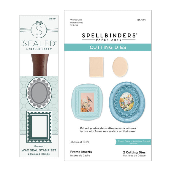 Spellbinders 2 Pack Frames Wax Seal Stamps & Dies Bundle from the Holiday Magic Collection