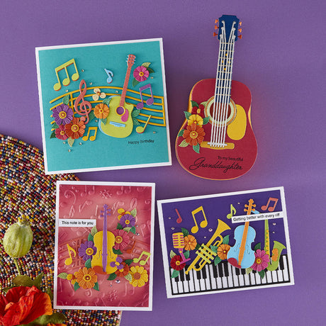 Spellbinders Mini Musical Instruments Etched Dies from the Bibi's Musical Notes Collection by Bibi Cameron