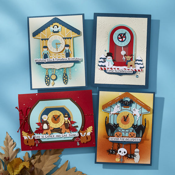 Spellbinders Chiming Christmas Etched Dies from the Cuckoo Cottage Collection