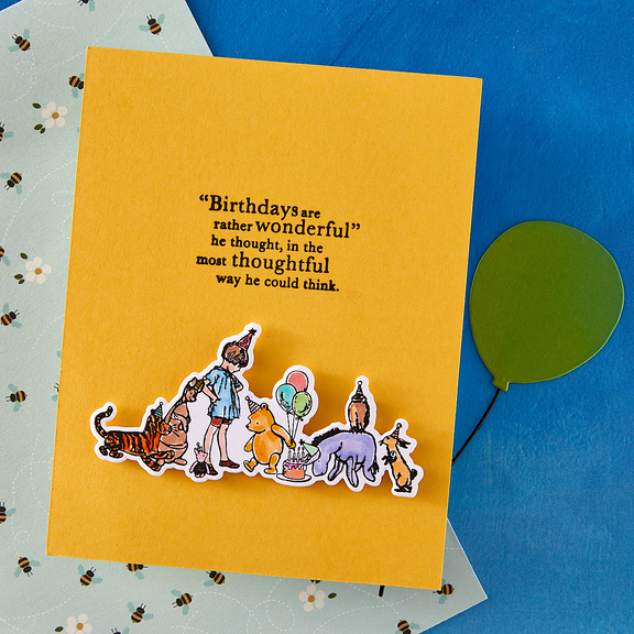 Spellbinders Make a Wish! Clear Stamps & Dies Bundle from the Say Cheese Classic Pooh Birthday Collection by Simple Stories