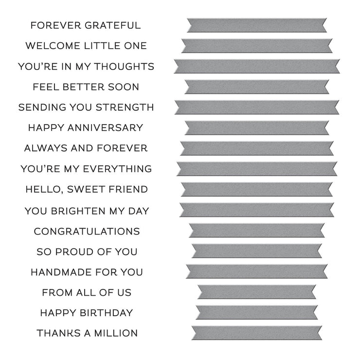 Spellbinders Always and Forever Sentiment Strips Press Plate & Die Set - BetterPress Collection