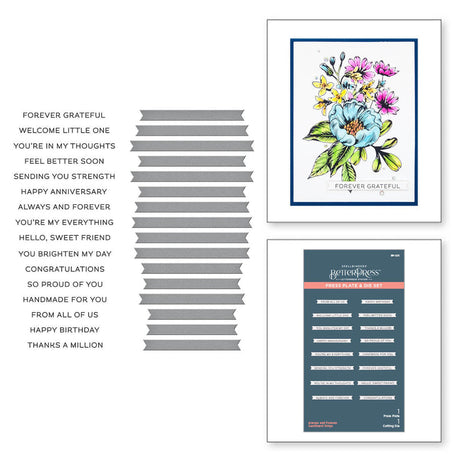 Spellbinders Always and Forever Sentiment Strips Press Plate & Die Set - BetterPress Collection