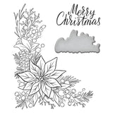Spellbinders Poinsettia Corner Press Plate & Die Set - More BetterPress Christmas Collection