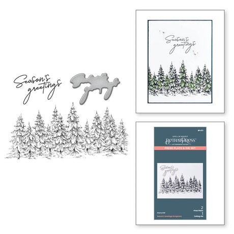 Spellbinders Seasons Greetings Evergreens Press Plate & Die Set - More BetterPress Christmas Collection